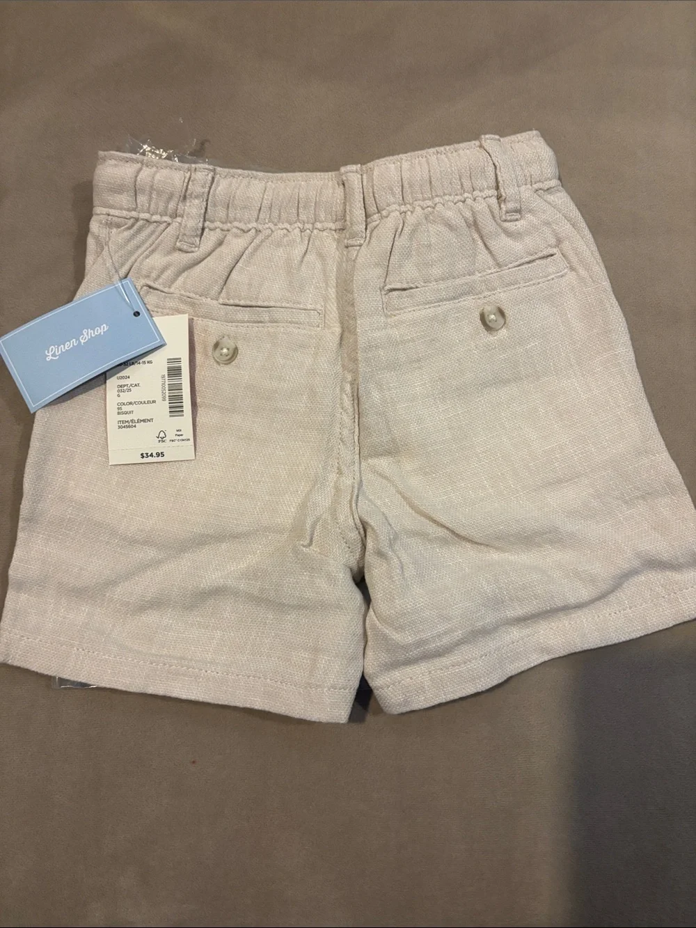Gymboree Cream Drawstring Linen-Look Kids Shorts